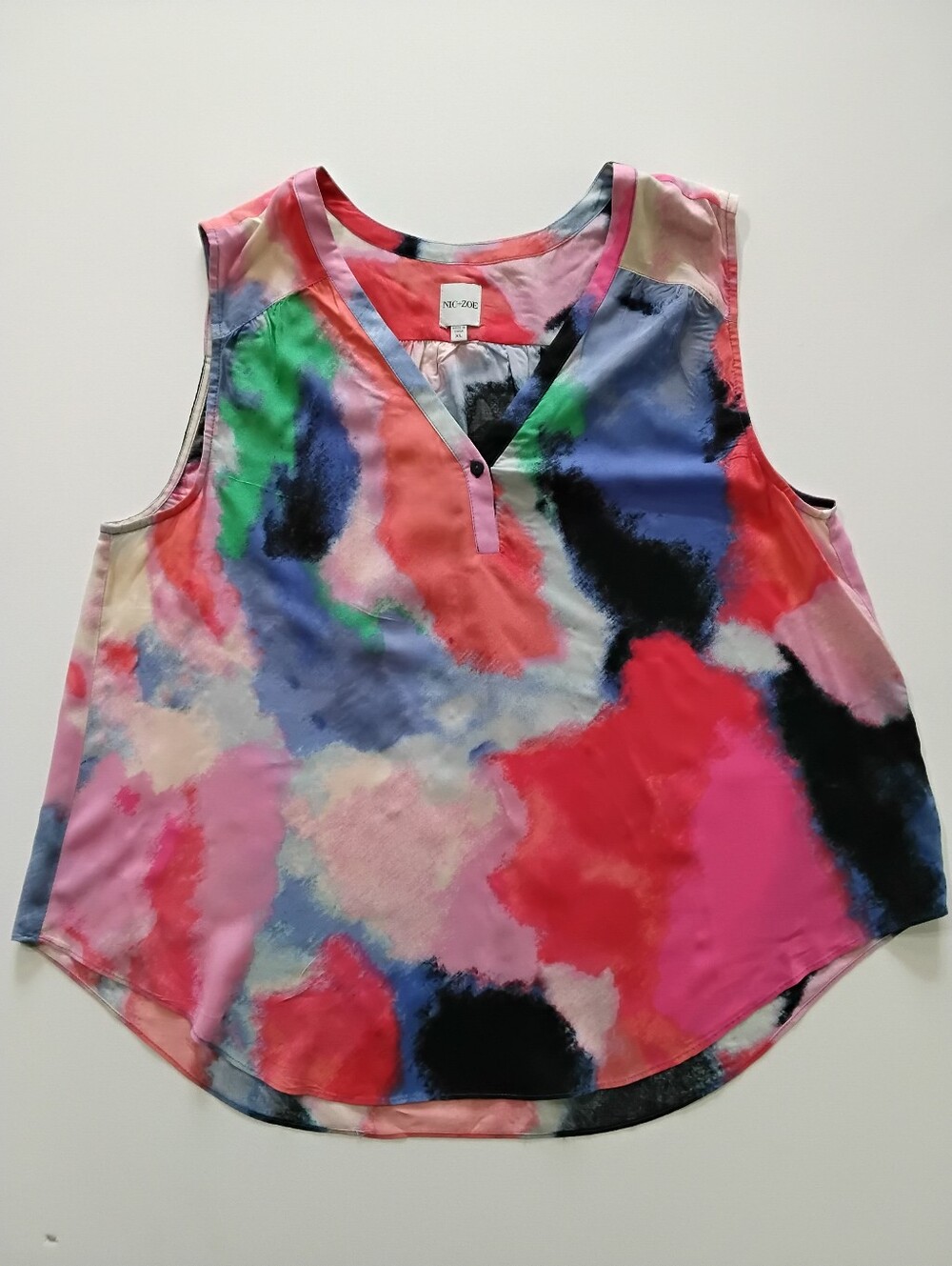 Nic & Zoe Sleeveless Top Womens XL Multi Watercolor Lightweight Summer Blouse